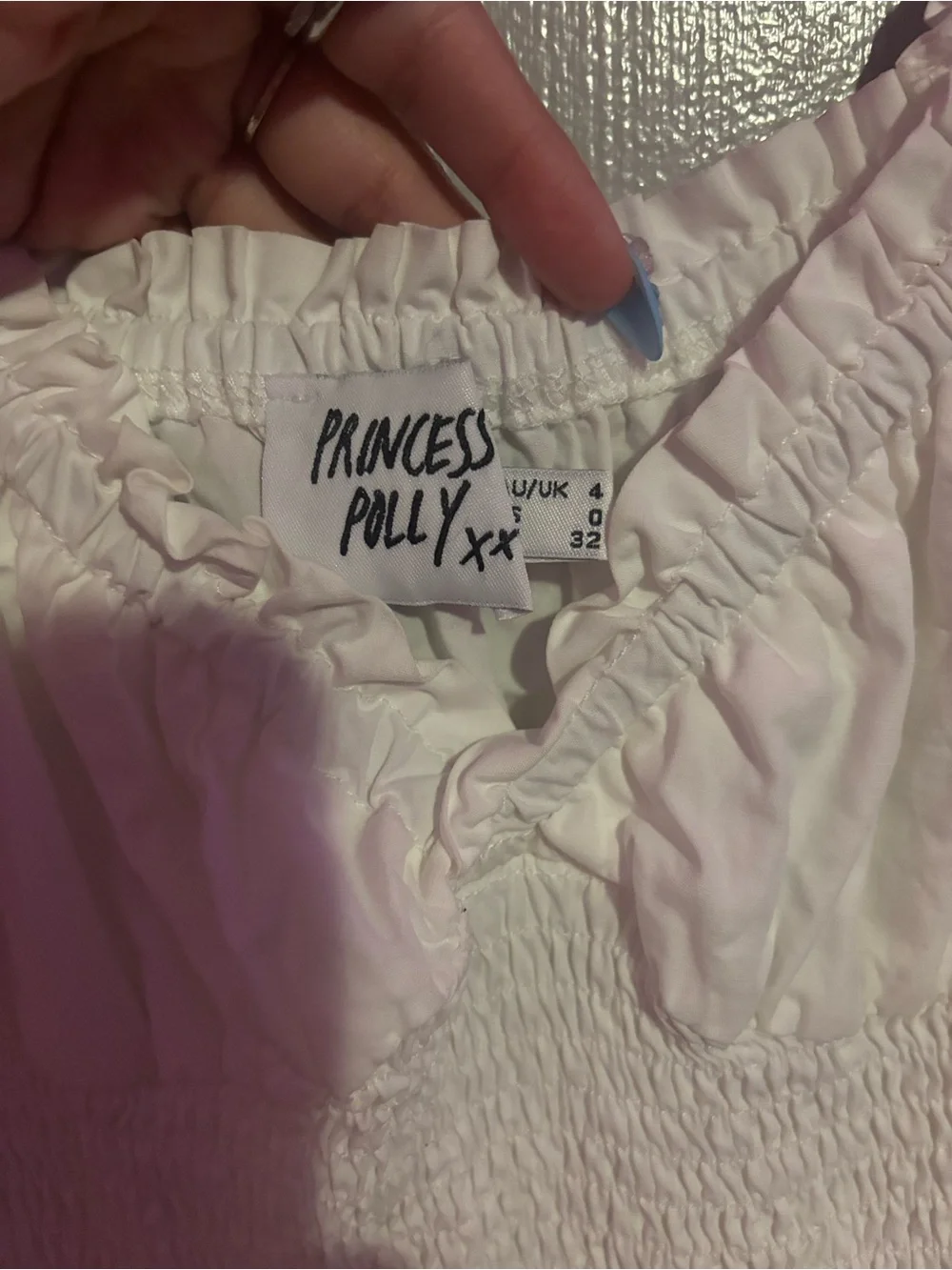 Princess Polly White Puff Sleeve Tiered Mini Dress - Picture 4 of 4